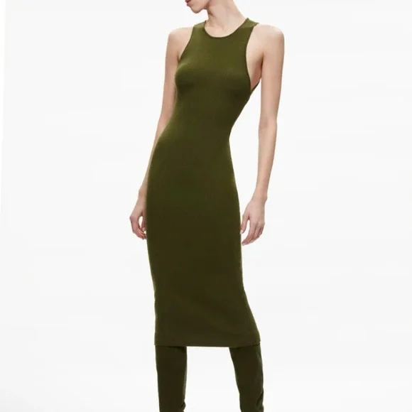alice and olivia olive green dress ELEA MAXI DRESS in GREEN MYSTIQUE